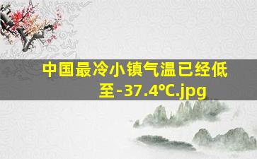 中国最冷小镇气温已经低至-37.4℃
