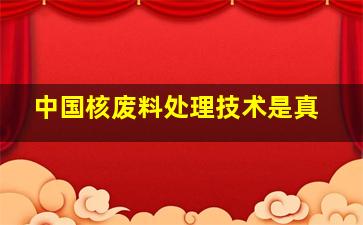 中国核废料处理技术是真