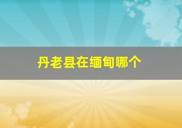 丹老县在缅甸哪个