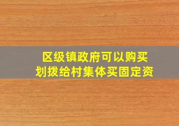 区级镇政府可以购买划拨给村集体买固定资