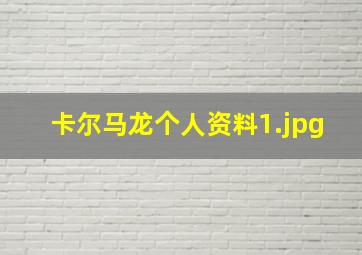卡尔马龙个人资料
