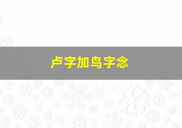 卢字加鸟字念