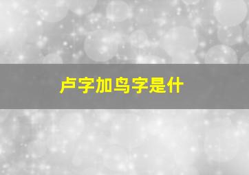 卢字加鸟字是什
