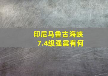 印尼马鲁古海峡7.4级强震有何