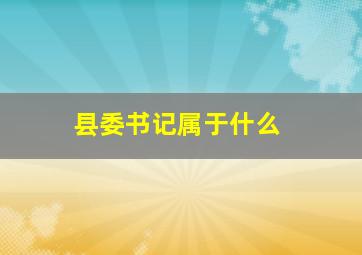 县委书记属于什么