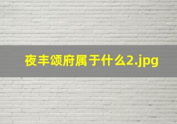 夜丰颂府属于什么