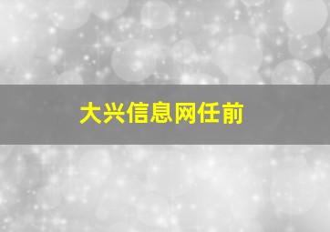 大兴信息网任前