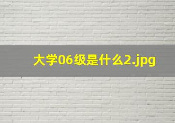 大学06级是什么