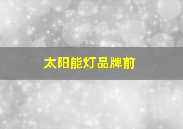 太阳能灯品牌前
