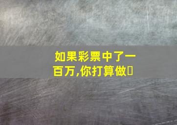 如果彩票中了一百万,你打算做�