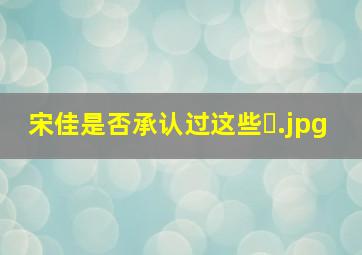 宋佳是否承认过这些�