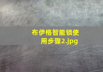 布伊格智能锁使用步骤