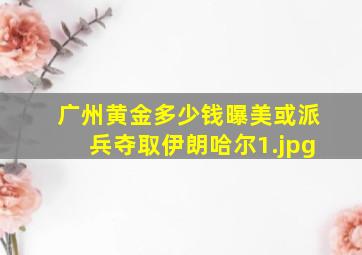 广州黄金多少钱曝美或派兵夺取伊朗哈尔