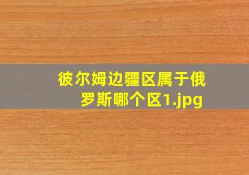 彼尔姆边疆区属于俄罗斯哪个区