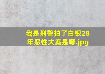 我是刑警拍了白银28年恶性大案是哪