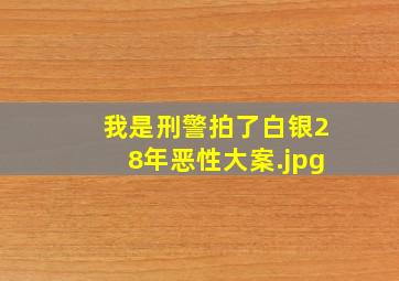 我是刑警拍了白银28年恶性大案