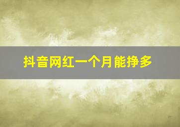 抖音网红一个月能挣多