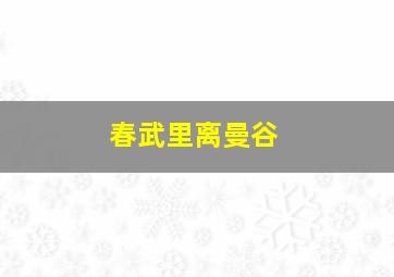 春武里离曼谷