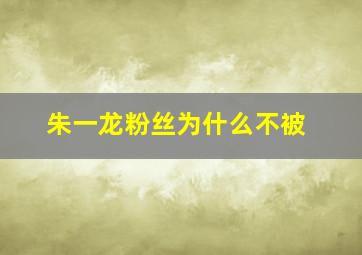 朱一龙粉丝为什么不被
