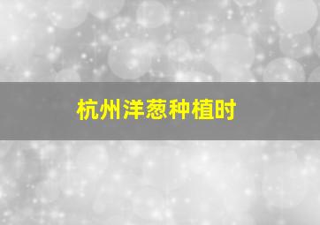 杭州洋葱种植时