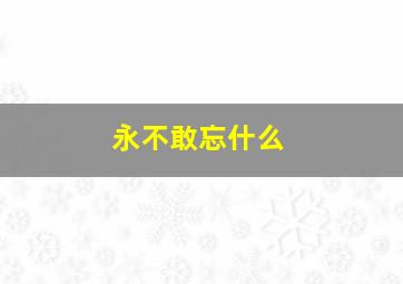 永不敢忘什么