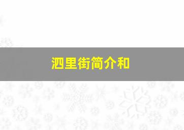 泗里街简介和