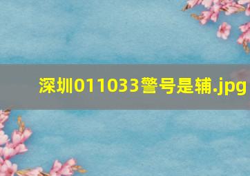 深圳011033警号是辅