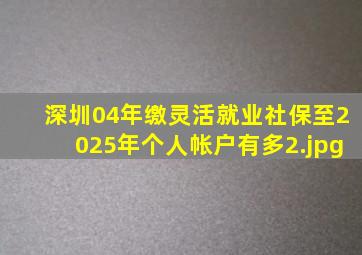 深圳04年缴灵活就业社保至2025年个人帐户有多
