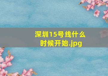 深圳15号线什么时候开始