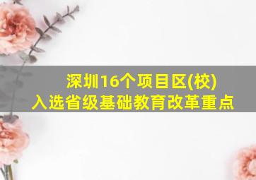 深圳16个项目区(校)入选省级基础教育改革重点