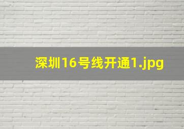 深圳16号线开通