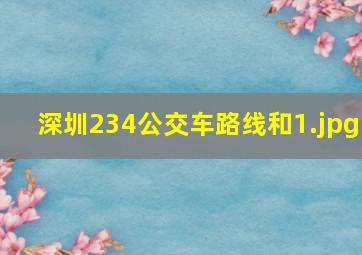 深圳234公交车路线和