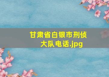 甘肃省白银市刑侦大队电话
