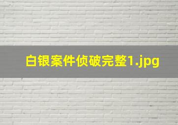 白银案件侦破完整