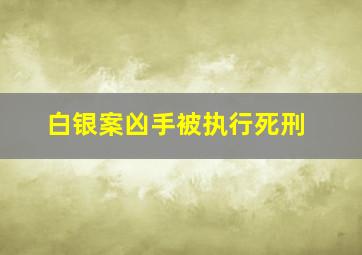 白银案凶手被执行死刑