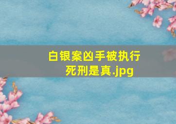 白银案凶手被执行死刑是真
