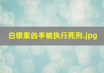 白银案凶手被执行死刑