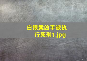 白银案凶手被执行死刑