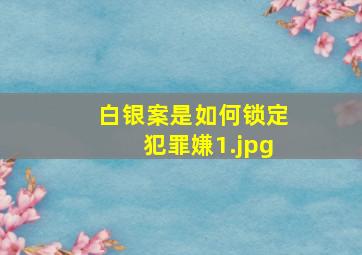白银案是如何锁定犯罪嫌