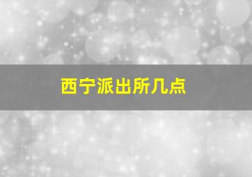 西宁派出所几点