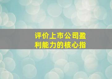 评价上市公司盈利能力的核心指