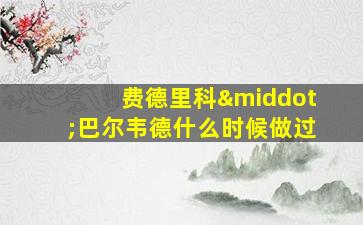 费德里科·巴尔韦德什么时候做过