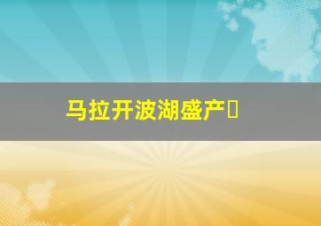 马拉开波湖盛产�