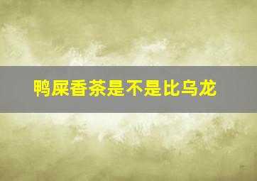 鸭屎香茶是不是比乌龙