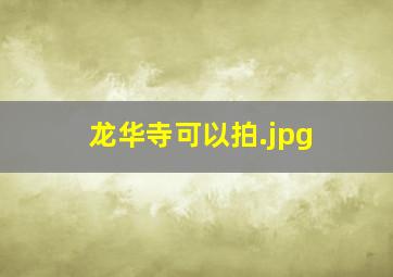 龙华寺可以拍