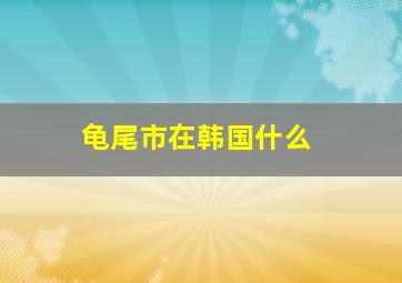 龟尾市在韩国什么