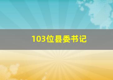 103位县委书记