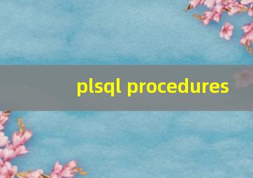 plsql procedures