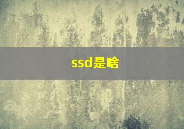 ssd是啥