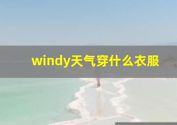 windy天气穿什么衣服